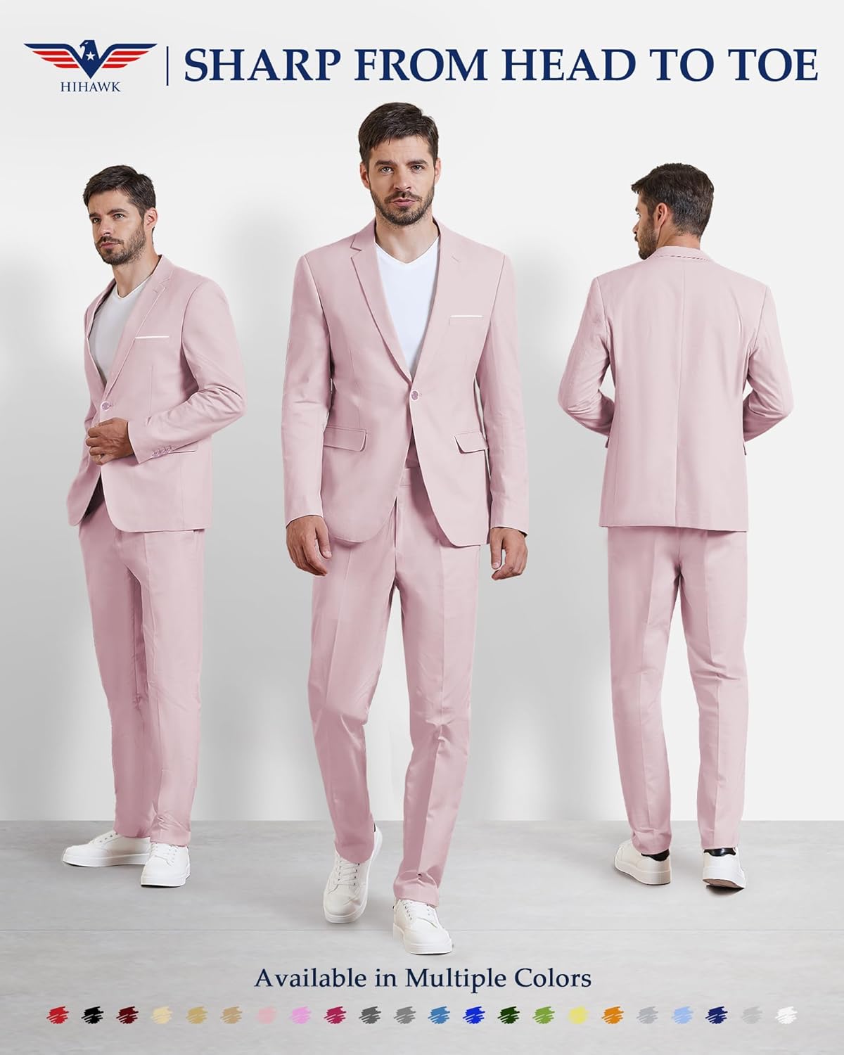 Hihawk One Button Men's Linen Blazer, Slim Fit Casual Suit Jacket, Daily Lightweight Sport Coat - Image 2