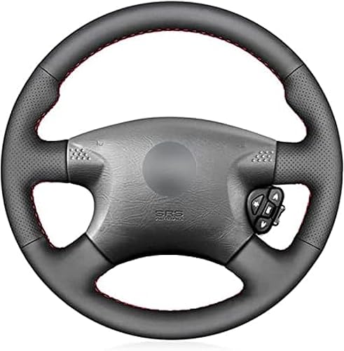Hand Sewing Steering Wheel Cover for Nissan Almera (N16) 2000-2003 for X-Trail (T30) 2001-2003 for Terrano 2 2001-2002 Gray Line Breathable