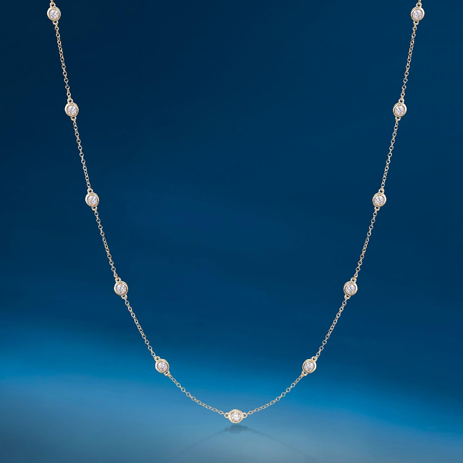 Ross-Simons 0.50 ct. t.w. Bezel-Set Diamond Station Necklace in 14kt Yellow Gold