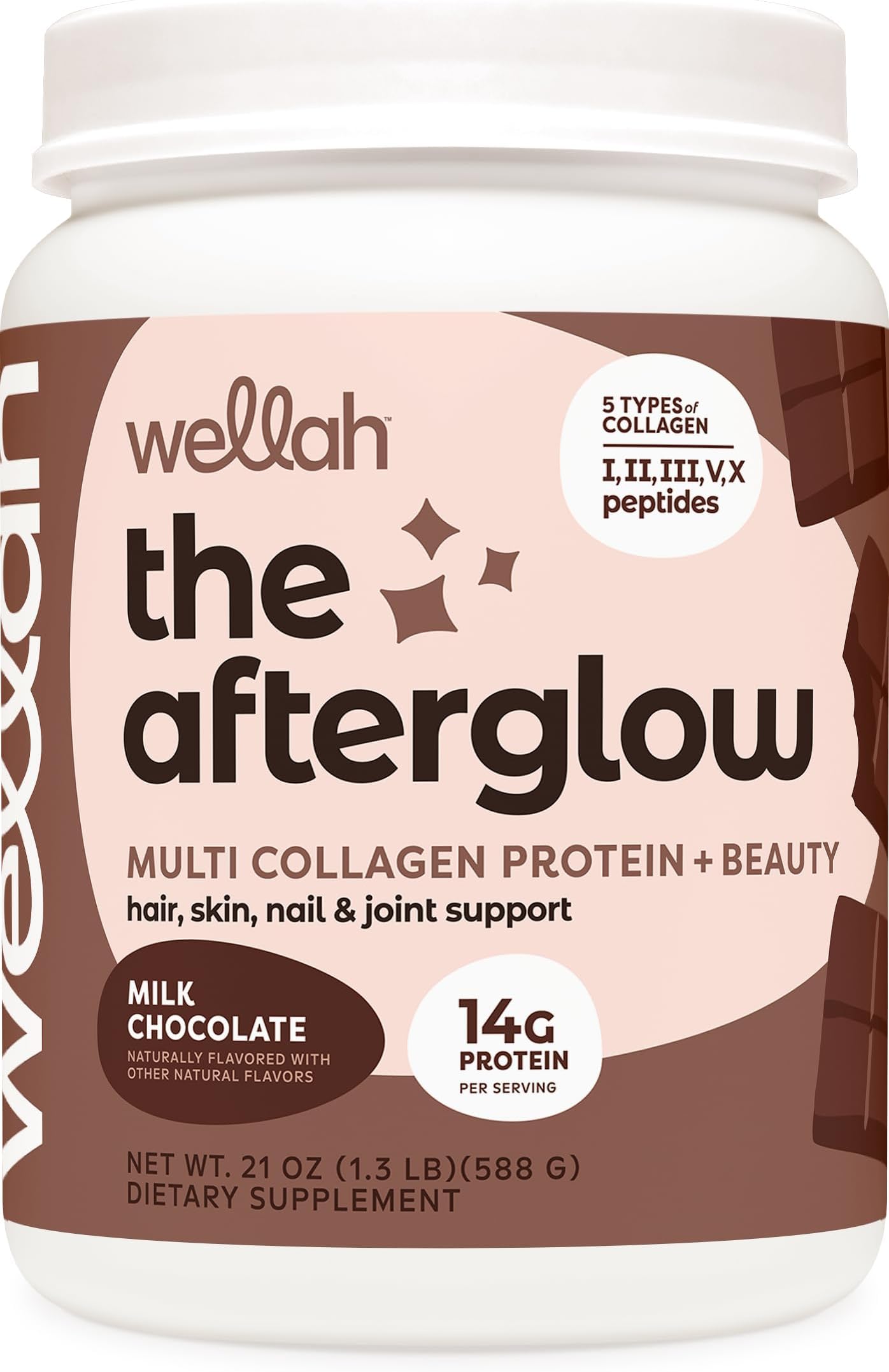 The Afterglow Multi Collagen Protein + Beauty (30 Servings, Chocolate) - Hair, Skin, Nail & Joint Support - Non-GMO & Gluten Free
