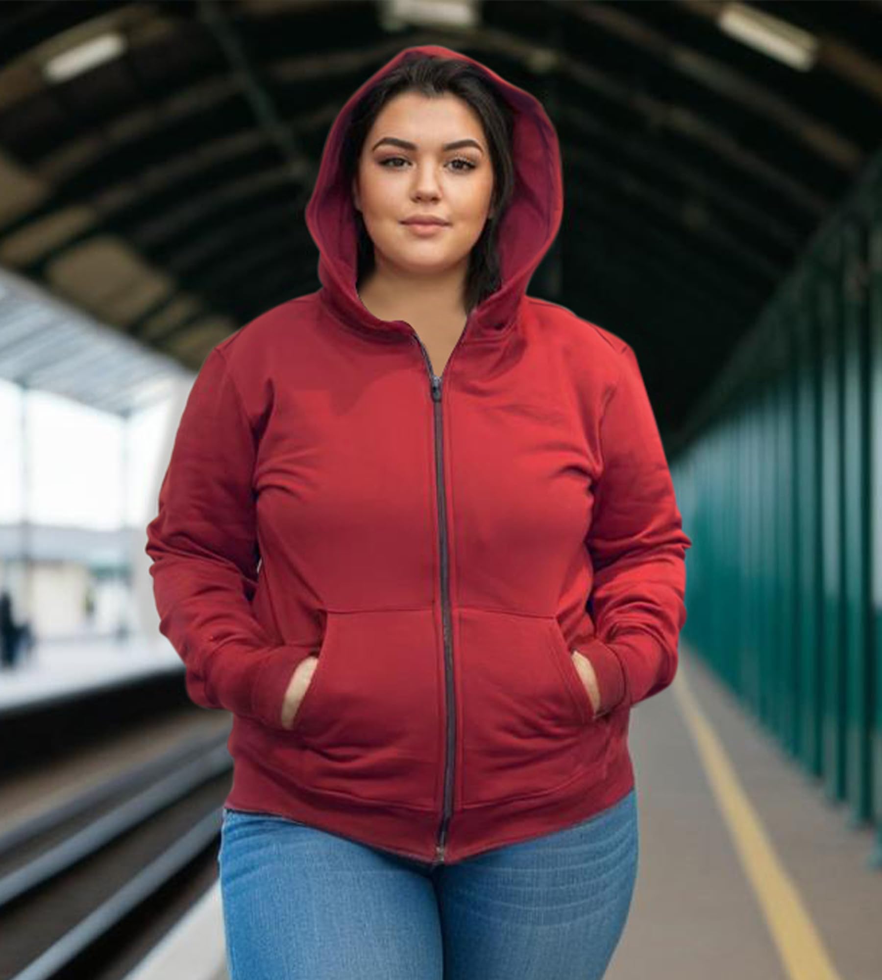 Freecultr Women's Plus Size Fleece Zipper Hoodie Jacket Pack of 1 4XL Black 1