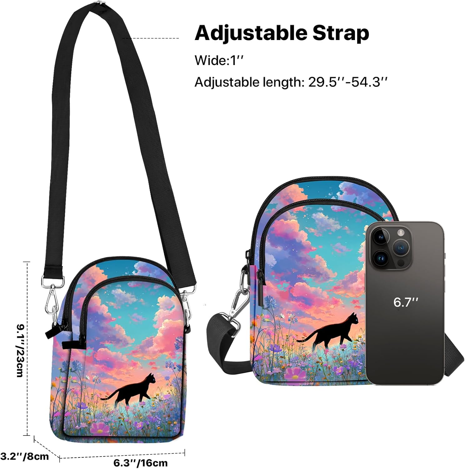 Crossbody Bags for Women Cell Phone Crossbody Bag Casual Over Shoulder Handbag Purse Lightweight with Adjustable Strap - Image 4