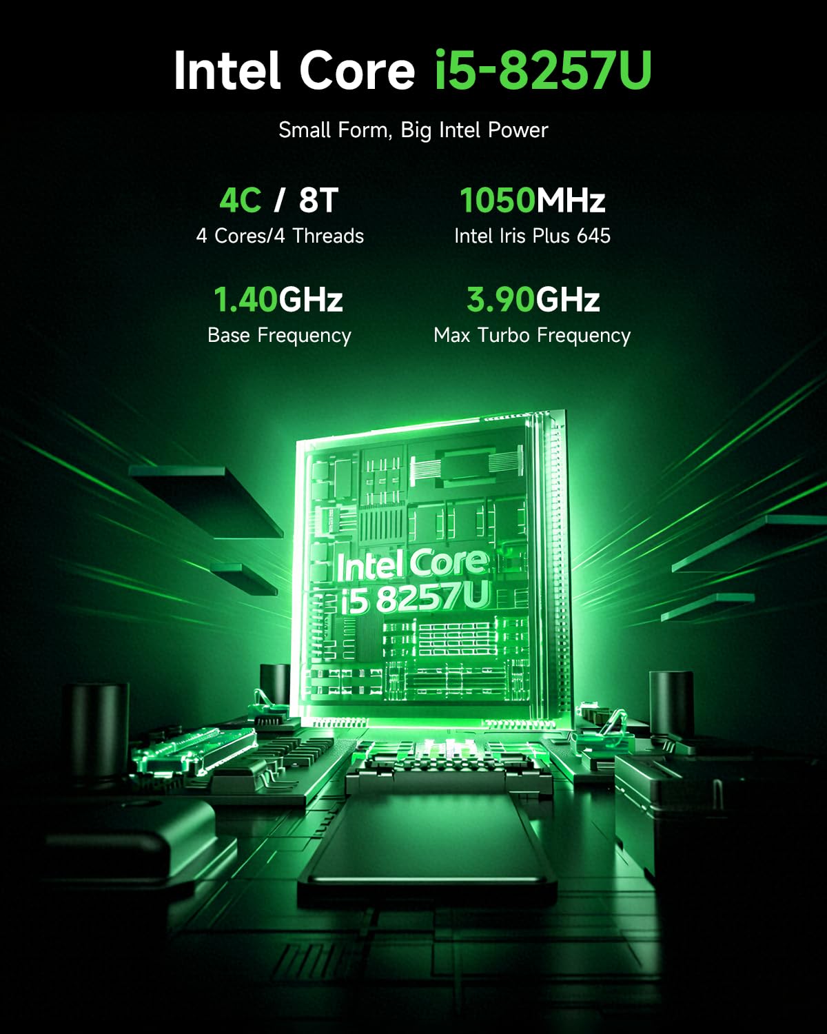 BMAX Win11 Pro Mini PC Intel Core i5-8257U (maks. 3,9 GHz, 4C/8T, najlepszy 3500 U/N97), 16 GB DDR4 512 GB M.2 SSD, mini komputer stacjonarny, 4K przy 60 Hz DP HDMI Dual Display WiFi 6/BT5.2, USBx4