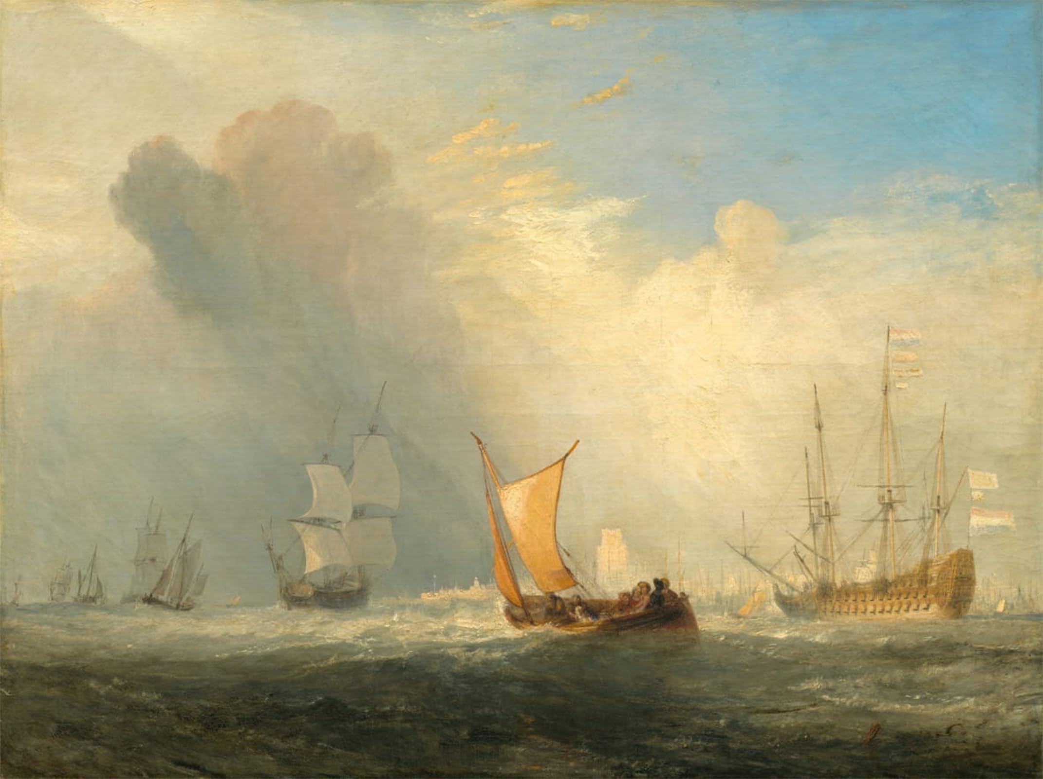 SERENDIPITP Abstract Painting Mural Print Picture Wall Decor Painting Rotterdam Ferry-boat by Mallord William Turner Vintage Wall Artwork for Home Decor 60x90cm