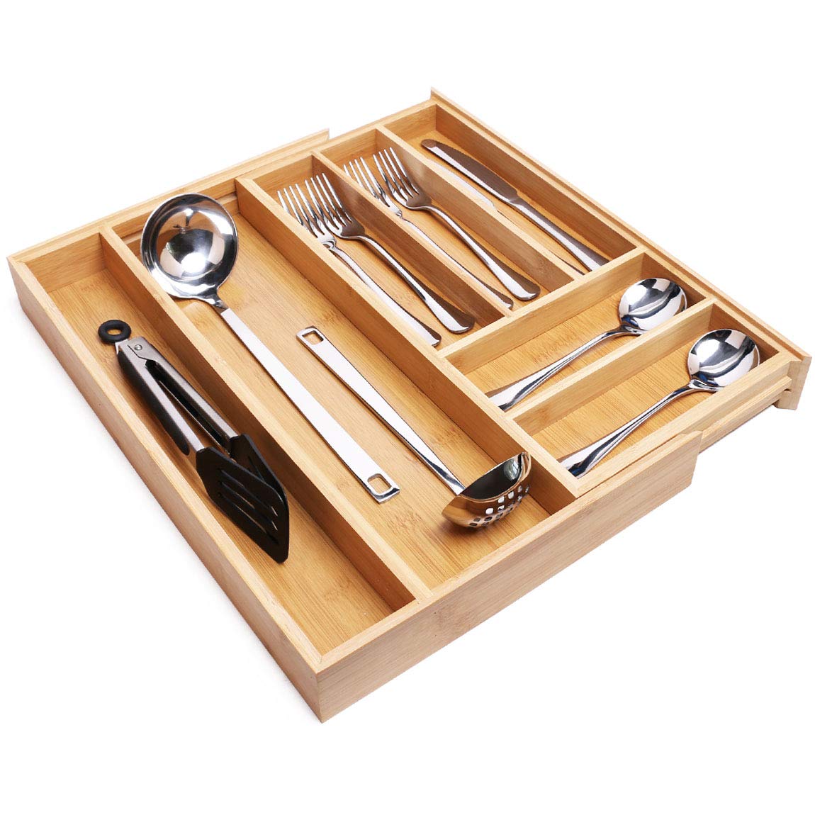 Buy SZAT PRO Expandable Bamboo Drawer Organiser Kitchen Flatware