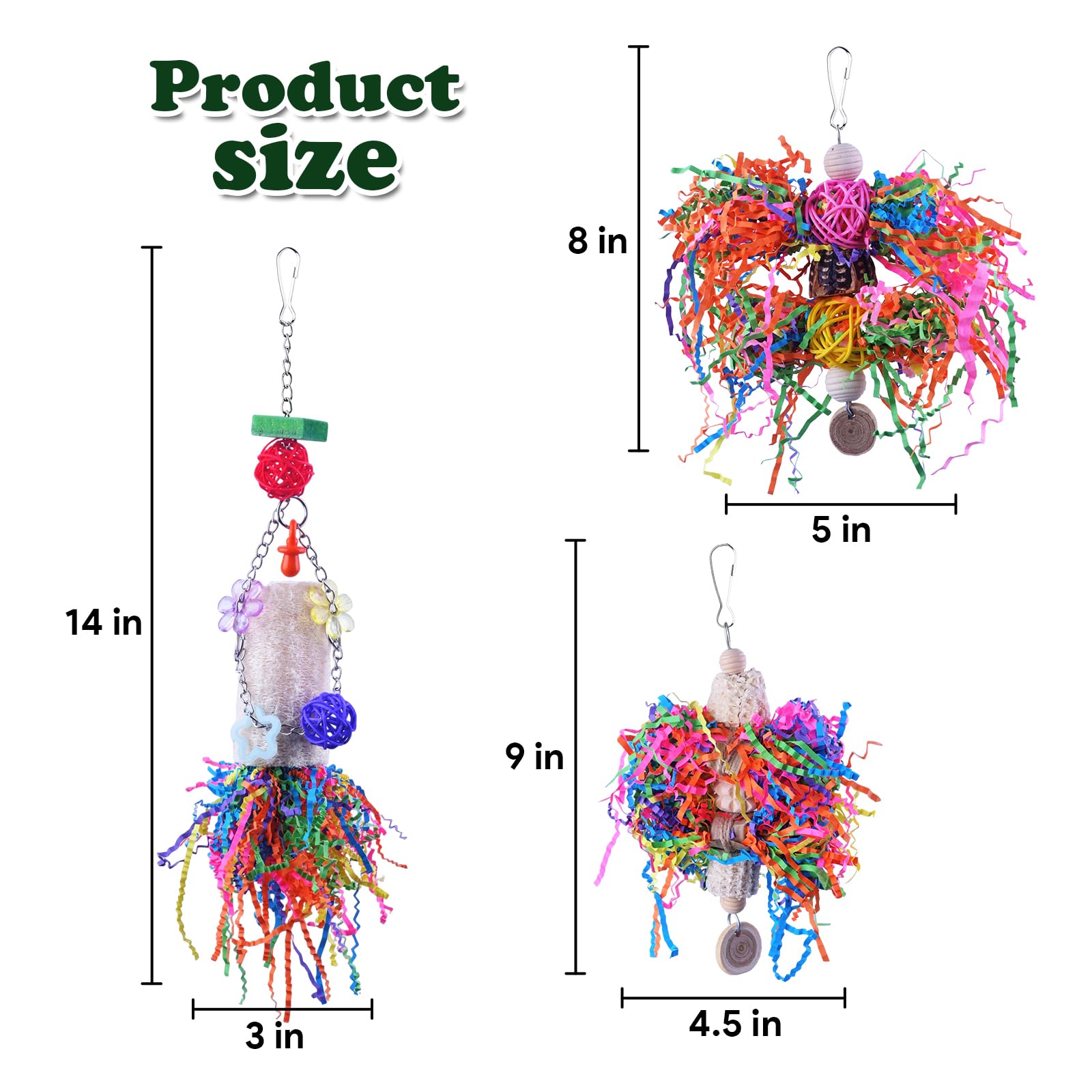 Bird Toys, Parakeet Foraging Toy, Hanging Chewing Toy, Bird Cage Accessories – Suitable for Cockatiels, Budgies, Lovebirds, Conures and Other Small Parrots - image 7