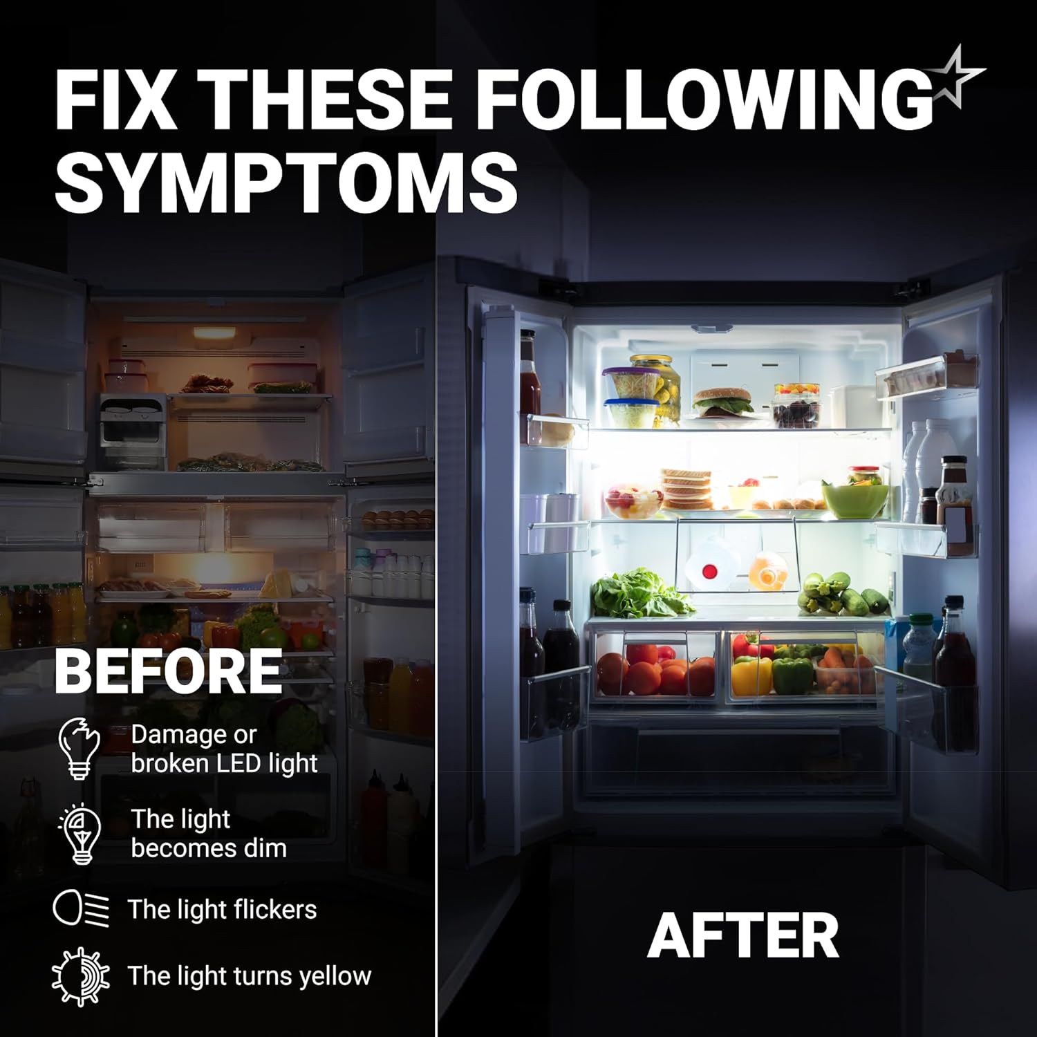 BlueStars W11527432 Refrigerator Light, High-Efficiency 6000K Bright White - Compatible with Whirlpool Maytag WRX735SDH200 WRX735SDBM02 WRX735SDBM03 - Replaces W11101384 W11333374 W11387579 W11042554