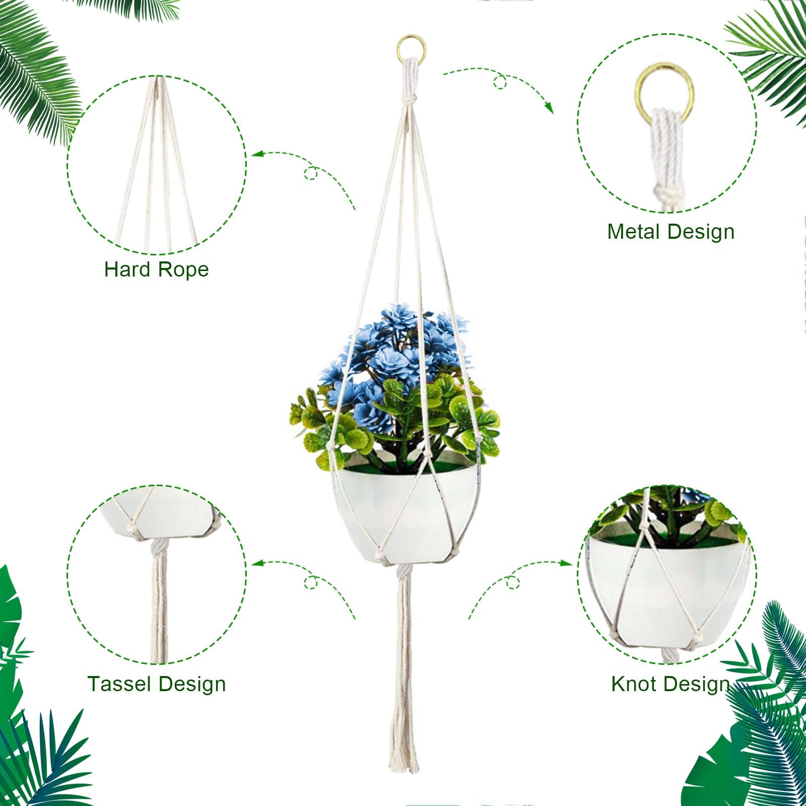 AYNKH Lot De 4 Paniers De Fleurs Suspendus En Macramé Style