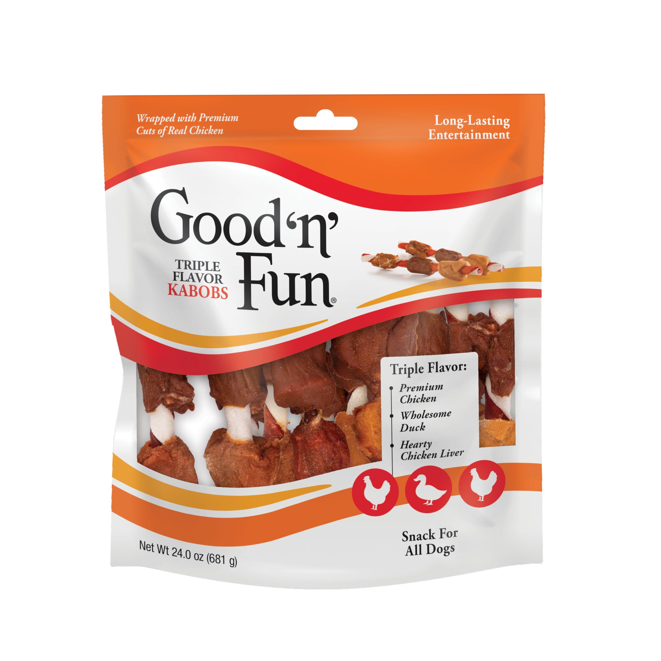 Amazon.com : Good'n'Fun Triple Flavored Rawhide Kabobs for Dogs