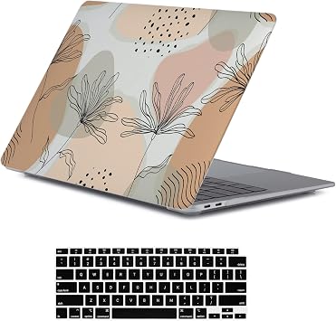 LanBaiLan Laptop Plastic Hard Shell Protective Case, Compatible for New MacBook Air 13 inch 2020 2019 2018 Release A2337 M1 A2179 A1932 Retina Display with Touch ID & Keyboard Cover, Aesthetic Flower