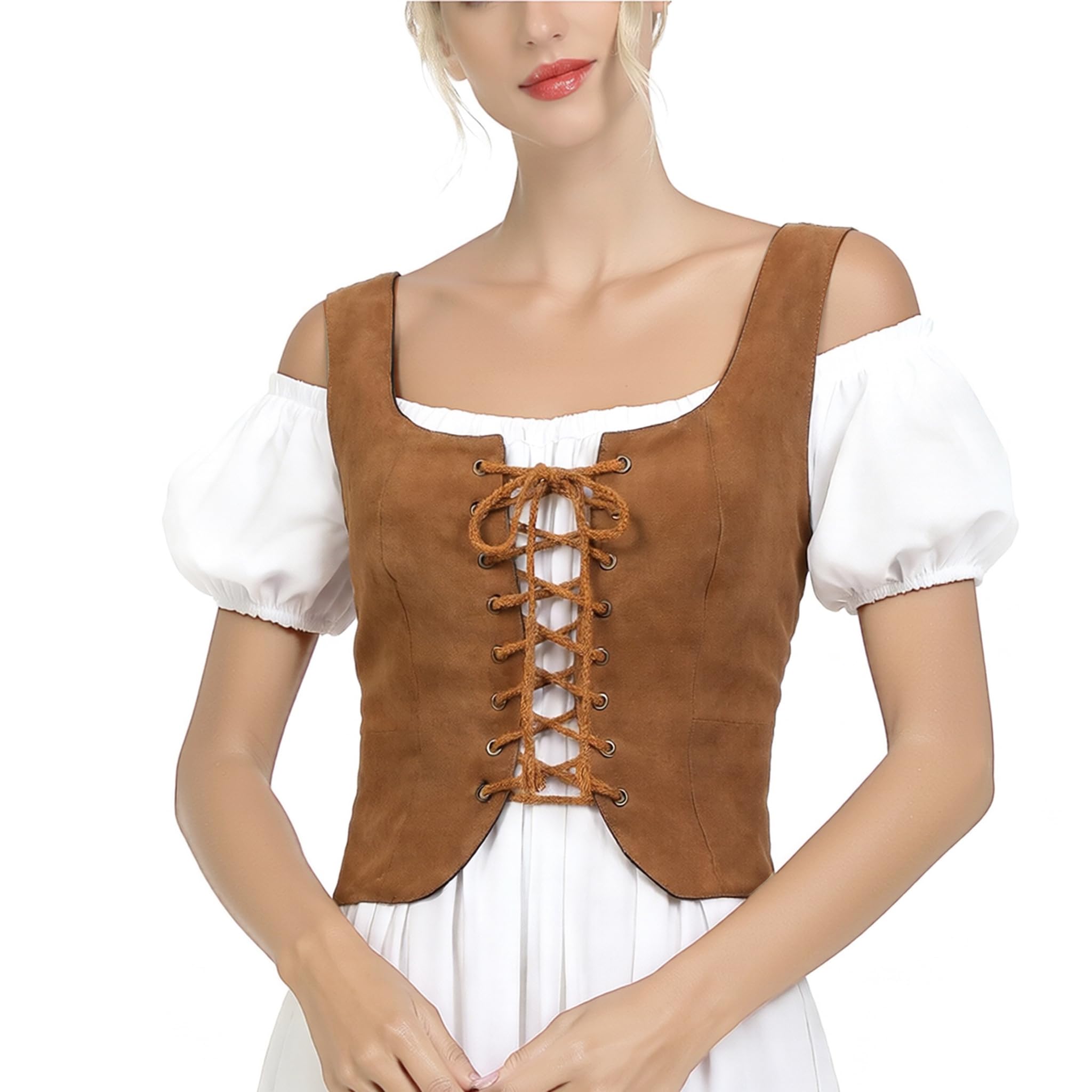 CAMDOM Damen Renaissance Schnürweste Steampunk Gothic Weste Cosplay Kostüm