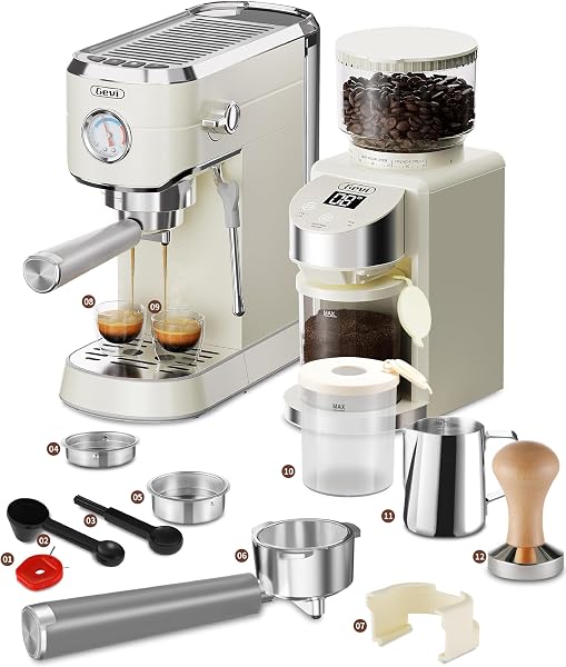 Gevi 20 Bar Espresso Coffee Machine with Burr Grinder Set | 35 Precise Grind Settings | Milk Frother for Latte Cappuccin