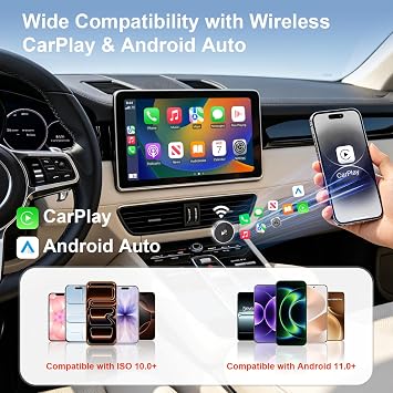 2-in-1 Wireless CarPlay & Android Auto Adapter, CarPlay Dongle Convert Wired to Wireless, Bluetooth & Wi-Fi, Plug & Play, Zero Latency, Compatible with USB/USB-C (Black)