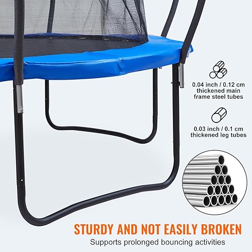 Miniatura 4 de VEVOR Trampolín de 12 pies, trampolín de 400 libras con red de cierre, escalera y poste curvo, trampolín resistente con alfombrilla de salto y