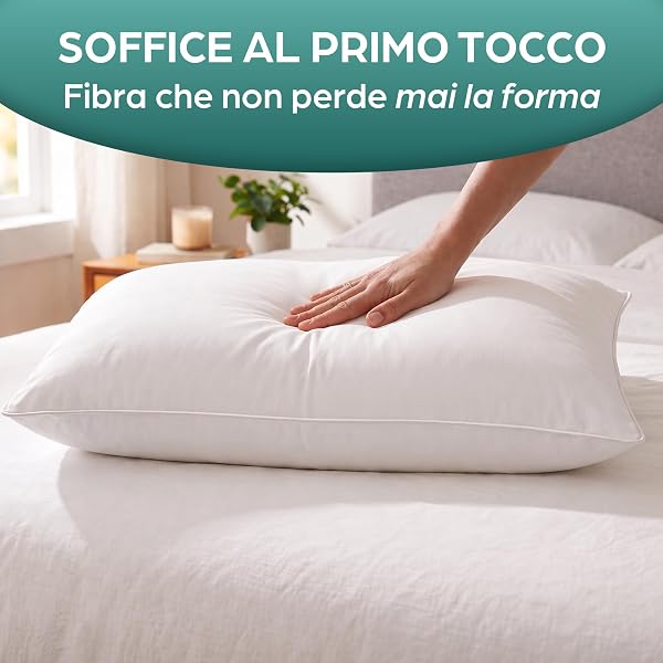 Flowen Cuscini Letto Coppia di Guanciali 50x80 per Dormire Imbottitura Standard Antiacaro Anallergico Traspirante Rettangolare per Matrimoniale Singolo con Federa in Microfibra Lavabile - 3
