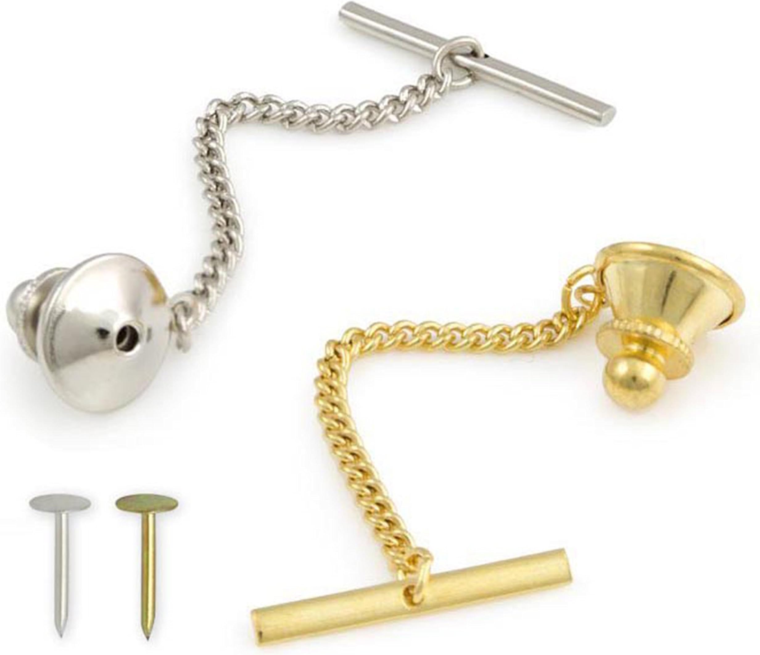 Gold & Silver Tie Tacks Tie Down Tie Stay Metal Tie Tacks Lapel Pin Clutch for Cravat Ascot Tie