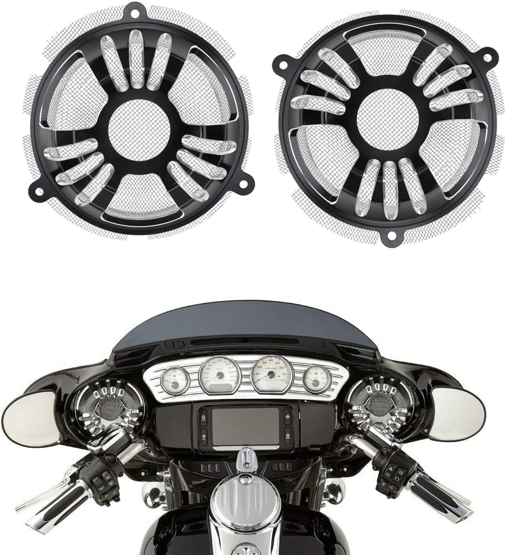 YHMTIVTU Motorcycle Front Speaker Grill Cover Aluminum Fit