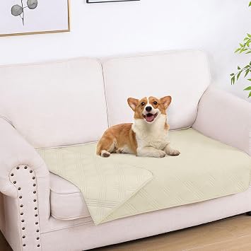hyha Waterproof Dog Blanket, Reversible Pet Bed Blanket, Soft Sofa Couch Cover for Dogs Washable, Waterproof Pet Couch Covers for Sofa Puppy Cats Furniture Protector30"x53", Beige/Beige