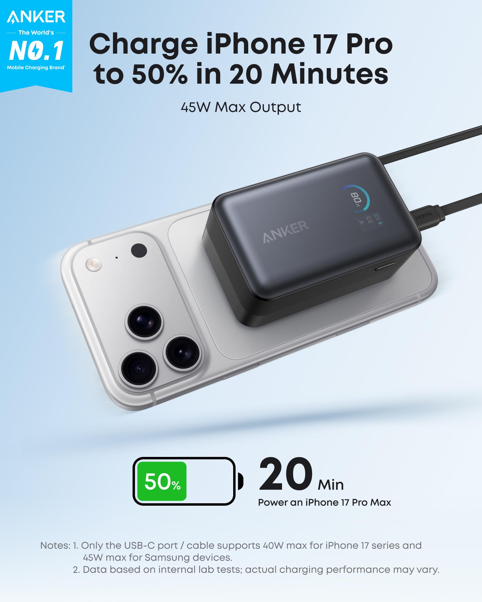 POWERBANK ANKER NANO 10000 MAH 45W CON CABLE USB-C RETRACTIL