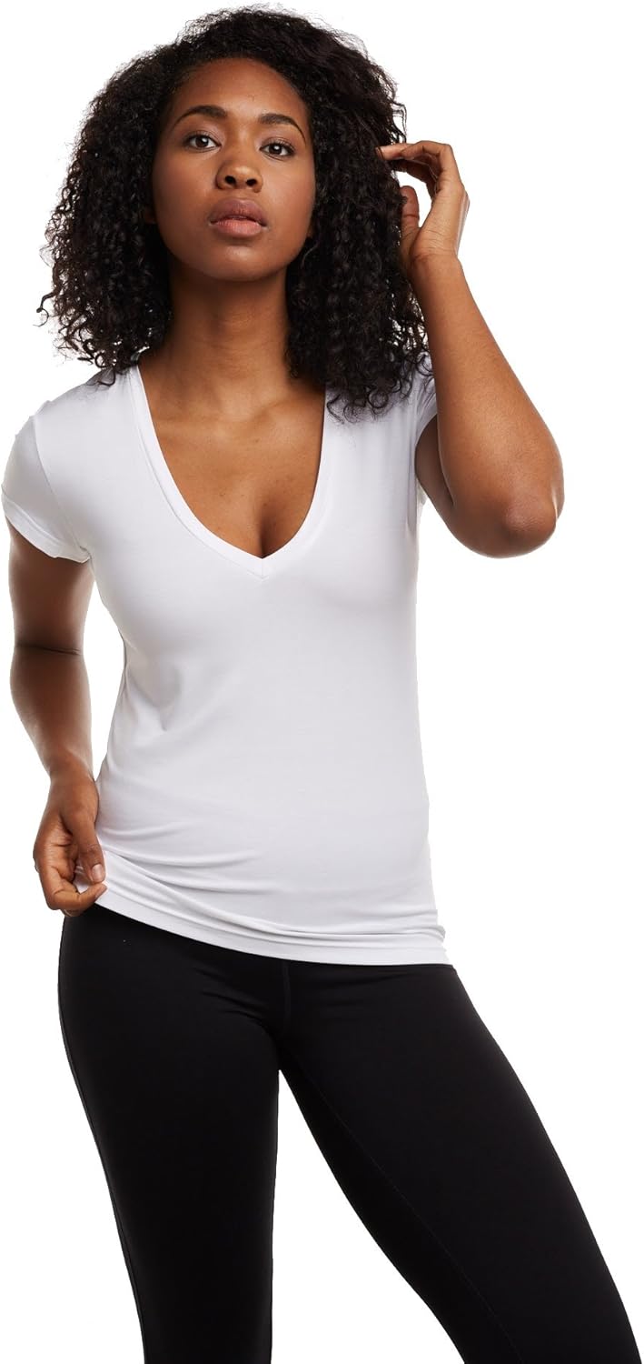 Foundation Women by Mr. Davis Ultra Soft Comfort Fit Bamboo Viscose Deep V Neck Undershirt