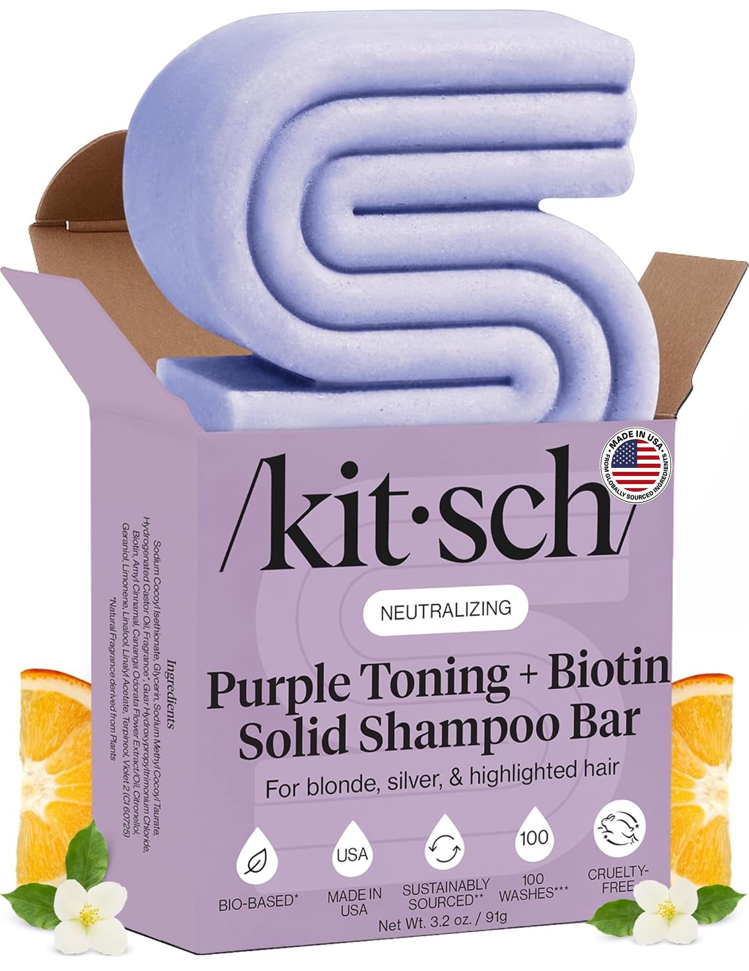 Kitsch Purple Shampoo Bar Soap for Blondes & Color Treated Hair - 3.2 oz