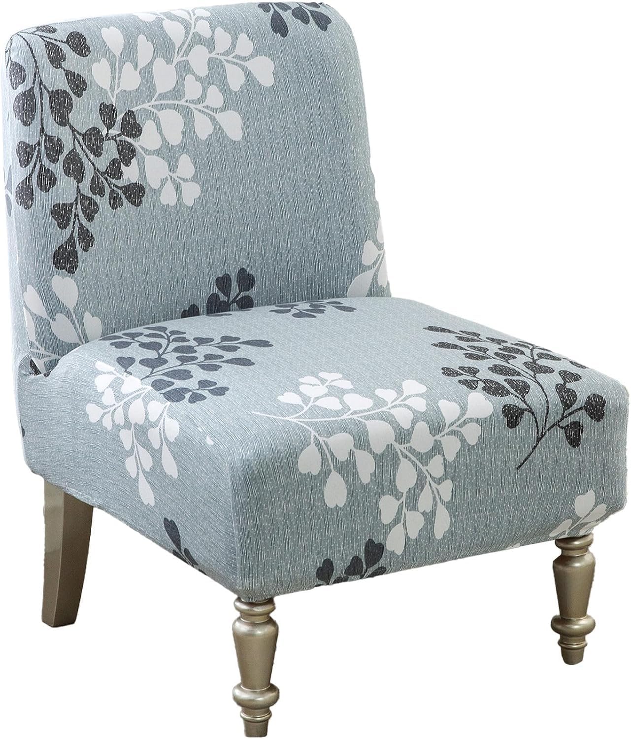 HACLEN Printing Armless Accent Chair Cover, Stretch Spandex Armless Chair Slipcover Washable Slipper Chair Protector Non Slip for Living Room (12,2 pcs)