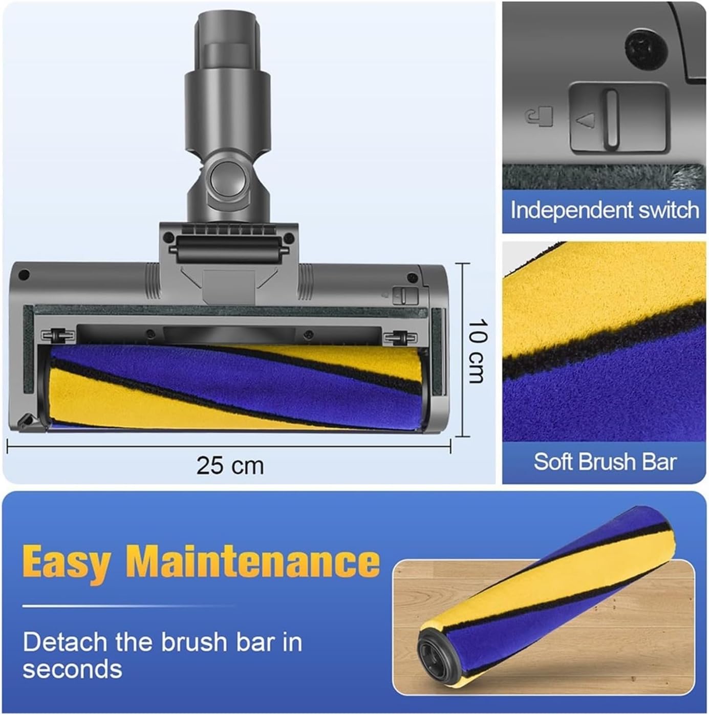 Laser Brush Compatible With Dyson V12 Origin Vacuum Cleaner Accessories Replacements Motorhead With Green Light Carpet Roller Brush Head(Combination)