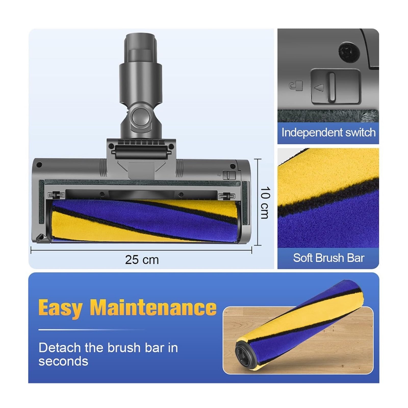 Cepillo Láser Compatible Con Dyson V12 Origin Los Accesorios De La Aspiradora Reemplazan La Cabeza Del Motor Con La Cabeza Del Cepillo Del Rodillo De La Alfombra De Luz Verde(Combination)