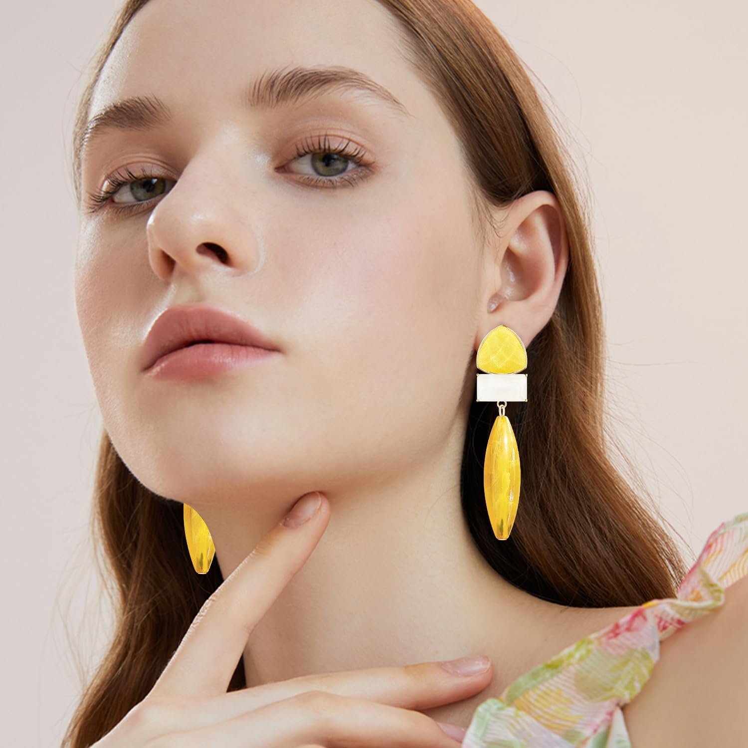 Sparkly Crystal Big Resin Long Teardrop Stud Earrings Square Geometry Dangle Drop Earrings For Women - Image 3