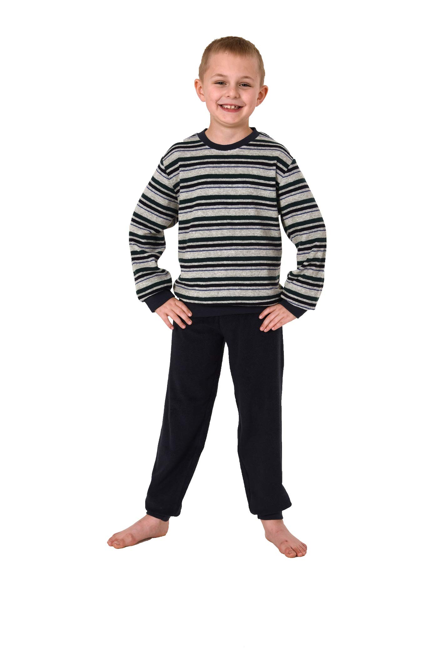 Pyjama Garçon Tissu éponge Hiver - Manches Longues Avec Poignets - Gris Taille 134-140