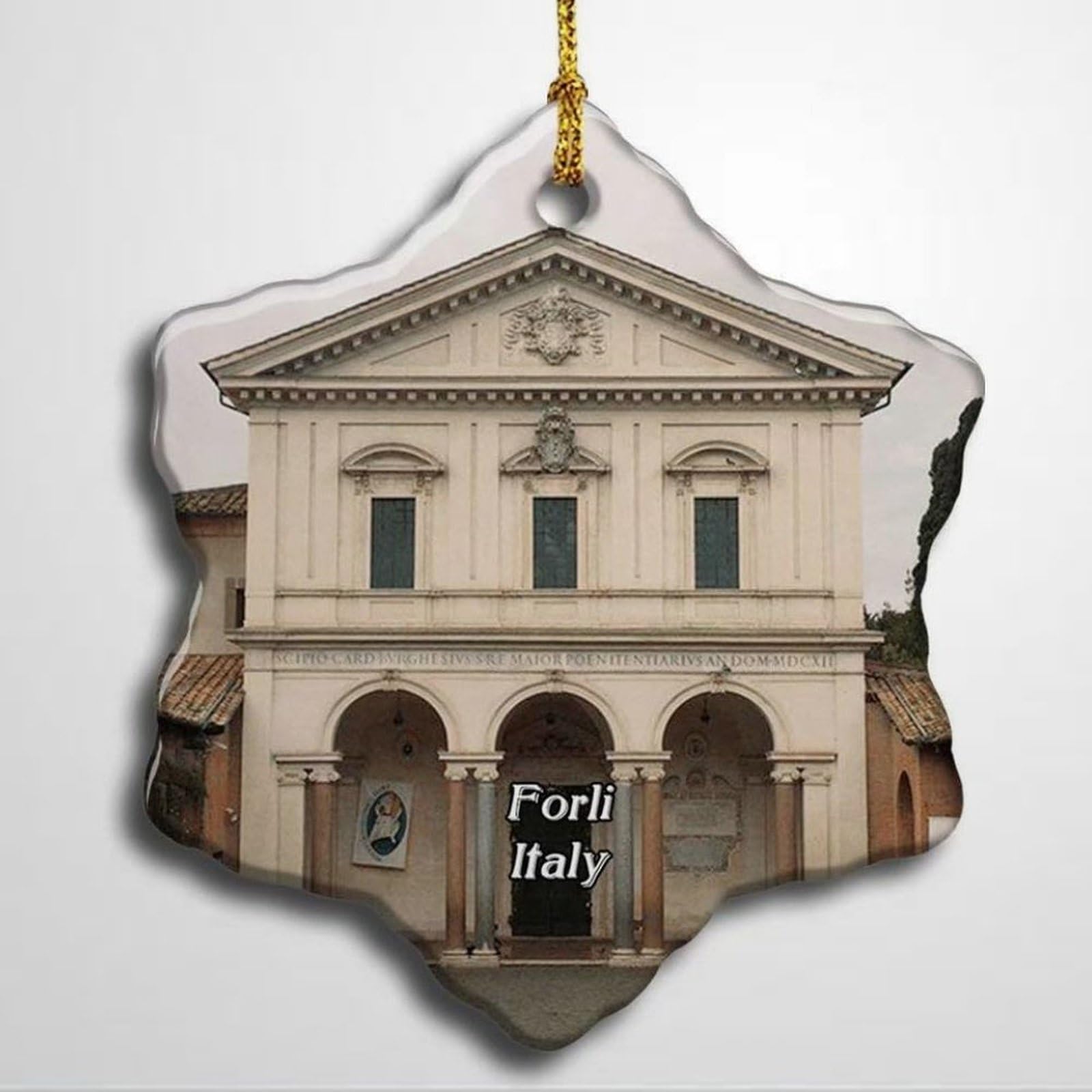 PYPX66829Italy Fondi Via Appia Antica Christmas Ceramic Ornament Xmas Tree Decor Souvenirs Double Sided Snowflake Porcelain Home Gifts