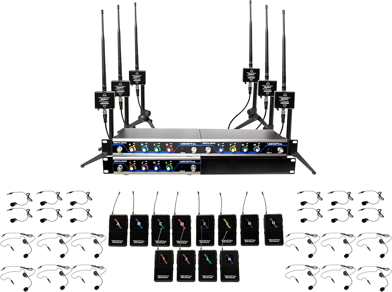 VocoPro Headset, BOOST-Conference-12 /600ft. Long-Range, Digital Wireless Microphone Package (BOOST-PLAY-12)