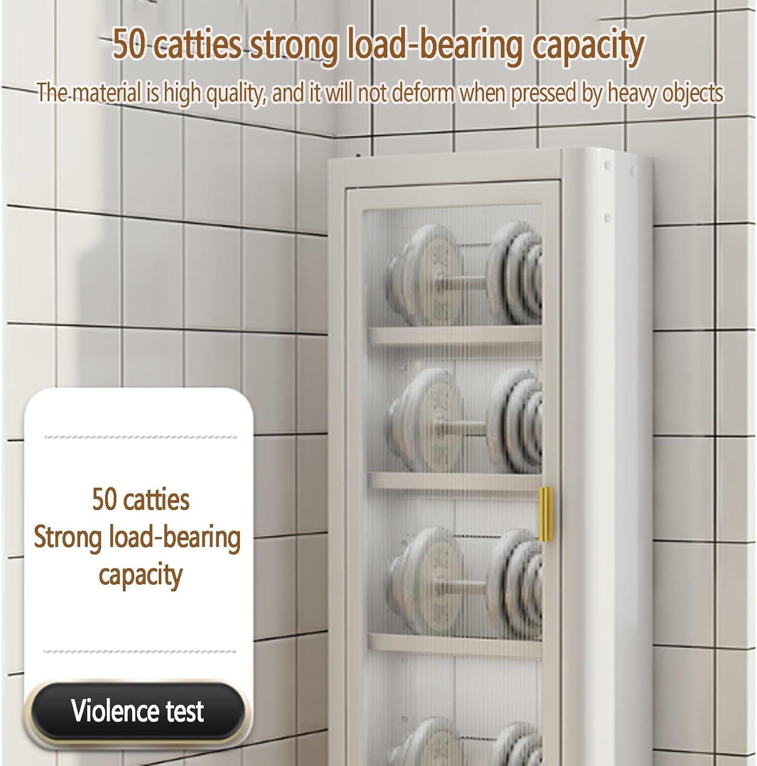 Stylish Over The Toilet Storage Cabinet - 2/3/4 Tier Floating Organizer with Acrylic Doors, No Punch Installation, Perfect for Bathroom, Cosmetics & Kitchen Pantry, White, 40x14x51cm