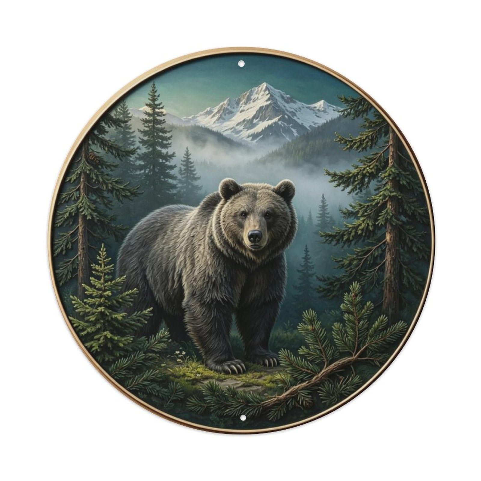Rocky Mountain Grizzly Bear Metal Tin Sign Plaque