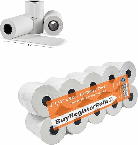 (10 rollos) 2 1/4 x 50 rollos de papel térmico de 48 GSM, Verifone Vx520 Ingenico ICT220 ICT250 FD400, trébol, mini papel de recibo e impresora
