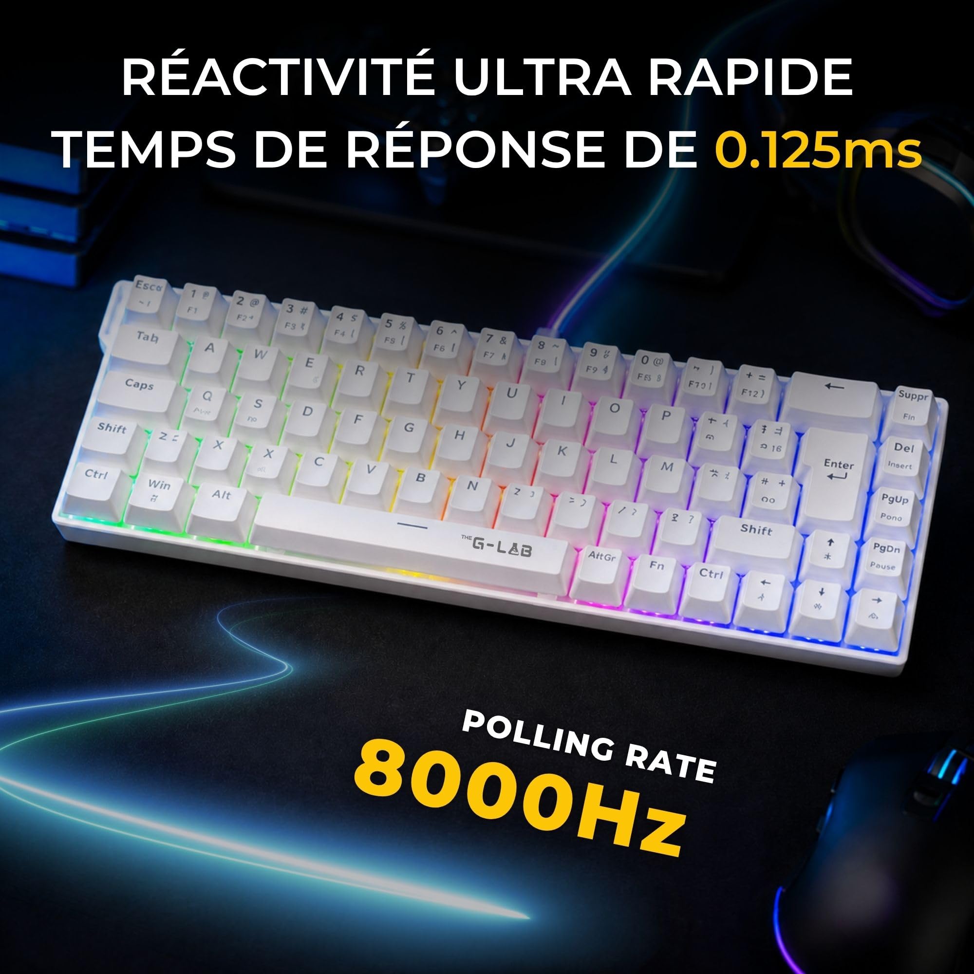 The G-Lab - Keyz Titanium HE White - Tastiera Gamer 65% Switch Magnetico Hot Swap