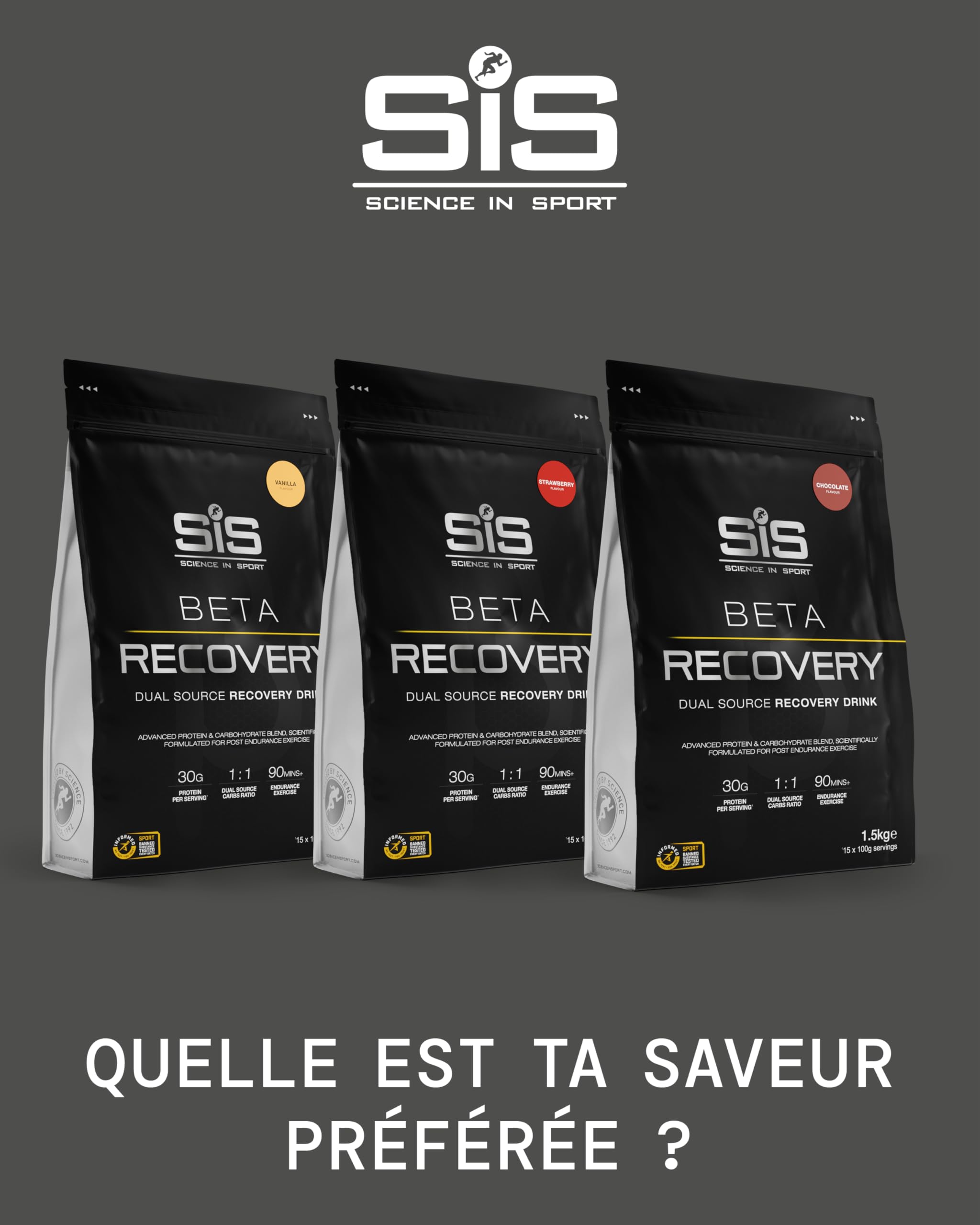Science in Sport BETA Recovery 1,5 kg Vanille – boisson de récupération avec glucides et protéines au ratio 2:1, Poudre pour soutenir l’entraînement