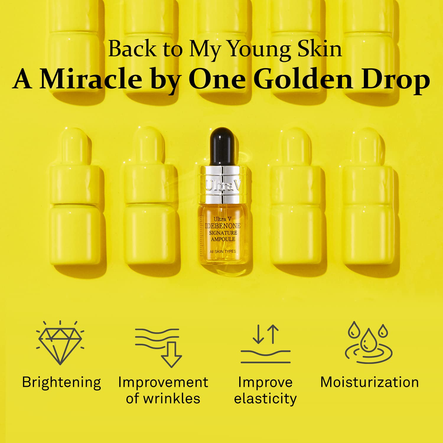 Ultra V Signature Ampoule - Anti Aging Antioxidant Serum – Peptides, Niacinamide, Hyaluronic Acid – Anti Wrinkle, Smoothes, Softens Skin - 0.27 fl.oz 4 Packs 12,000ppm