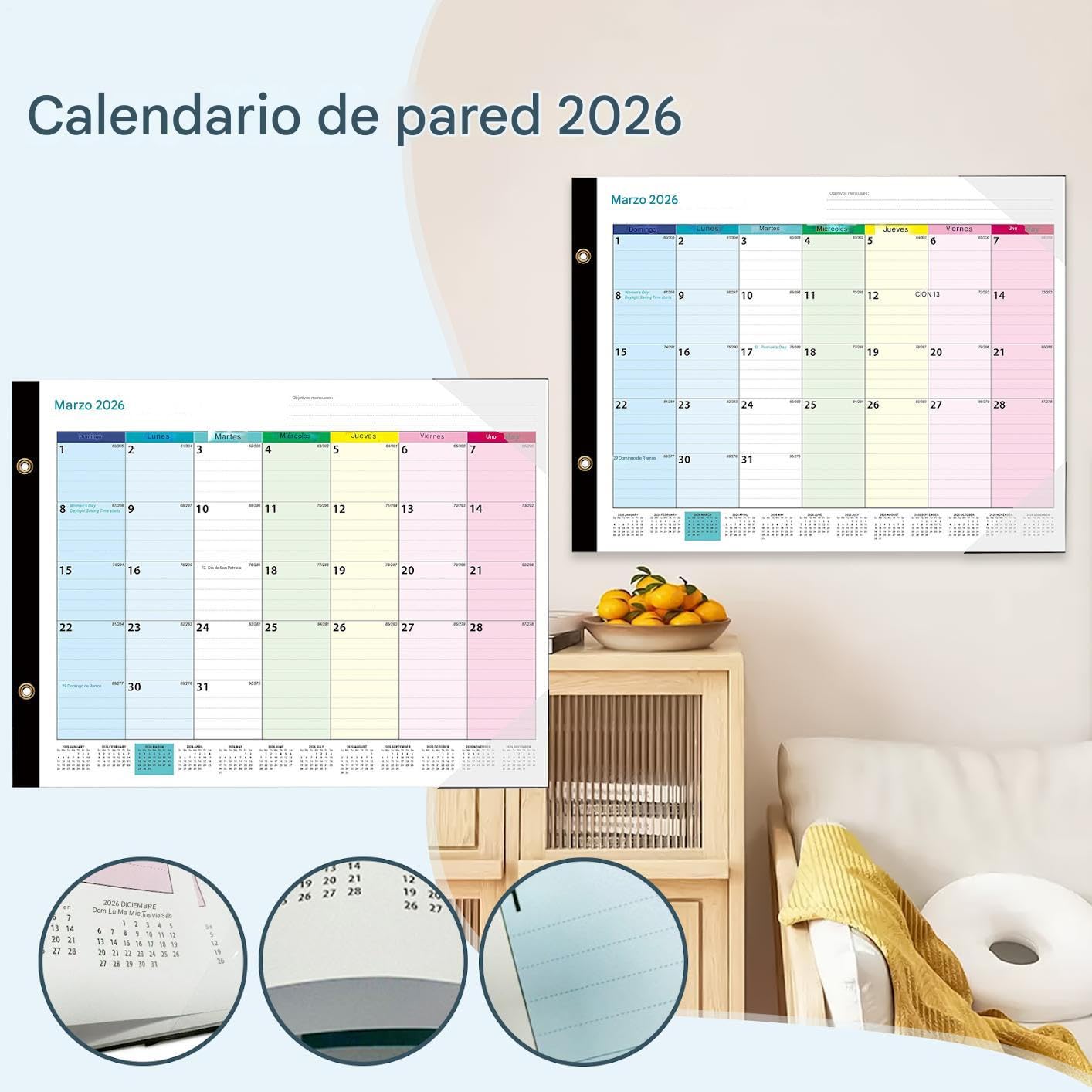 Calendrier Effaçable à Sec Grand Planning Mensuel Réutilisable