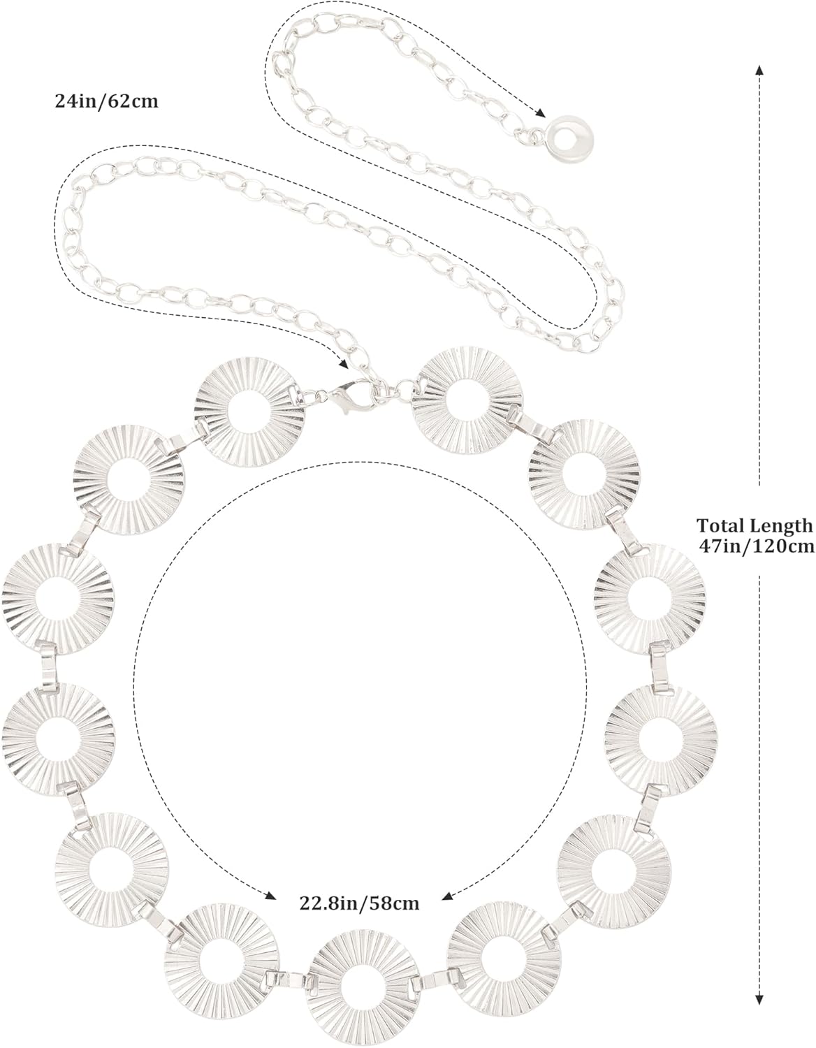 AWAYTR Western Concho Belt for Women - Boho Metal Waist Chain Belt for Dresses Country Concert Outfit - Image 2