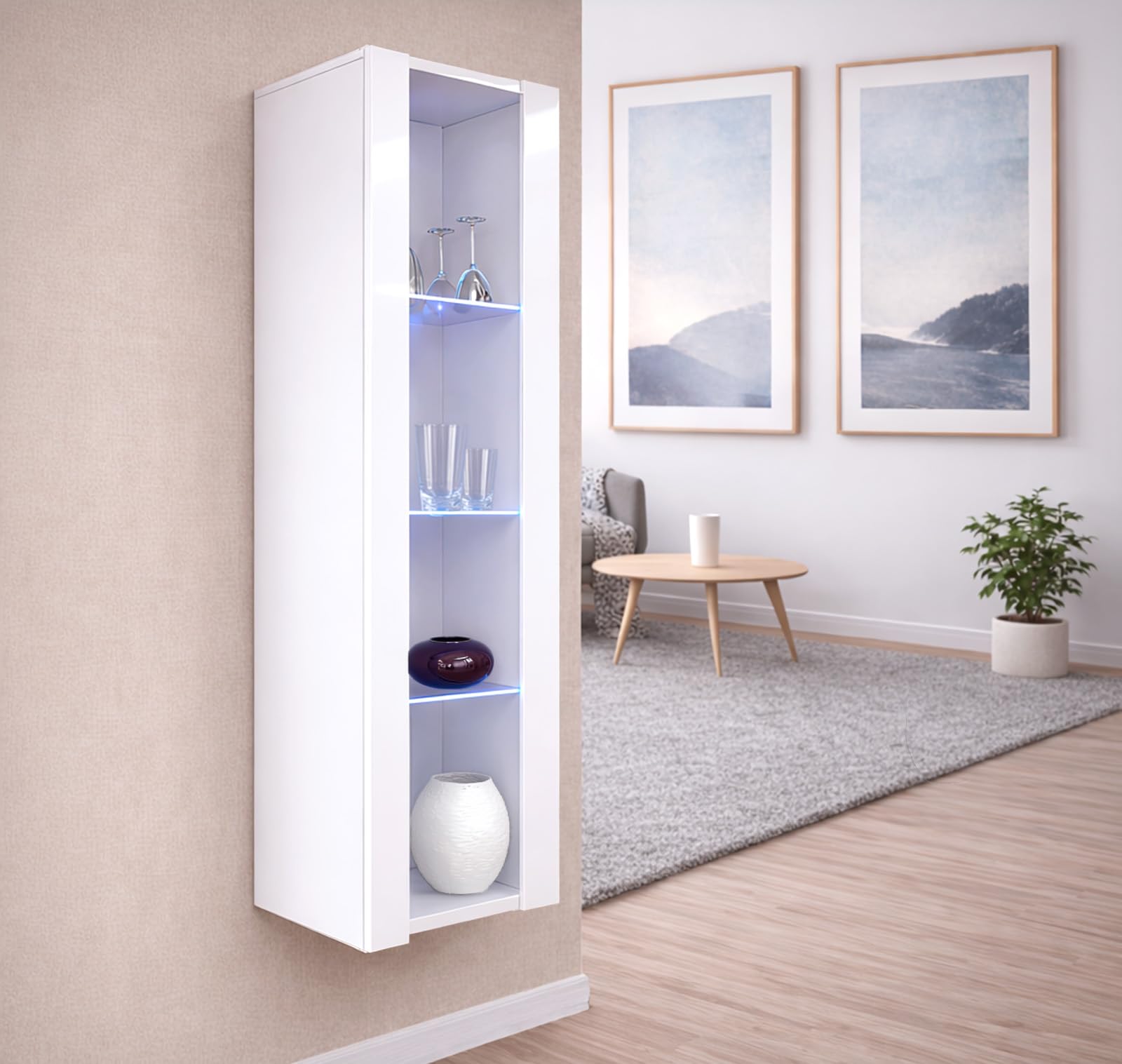 Muebles bonitos – Armadietto pensile modello Capri, colore: bianco