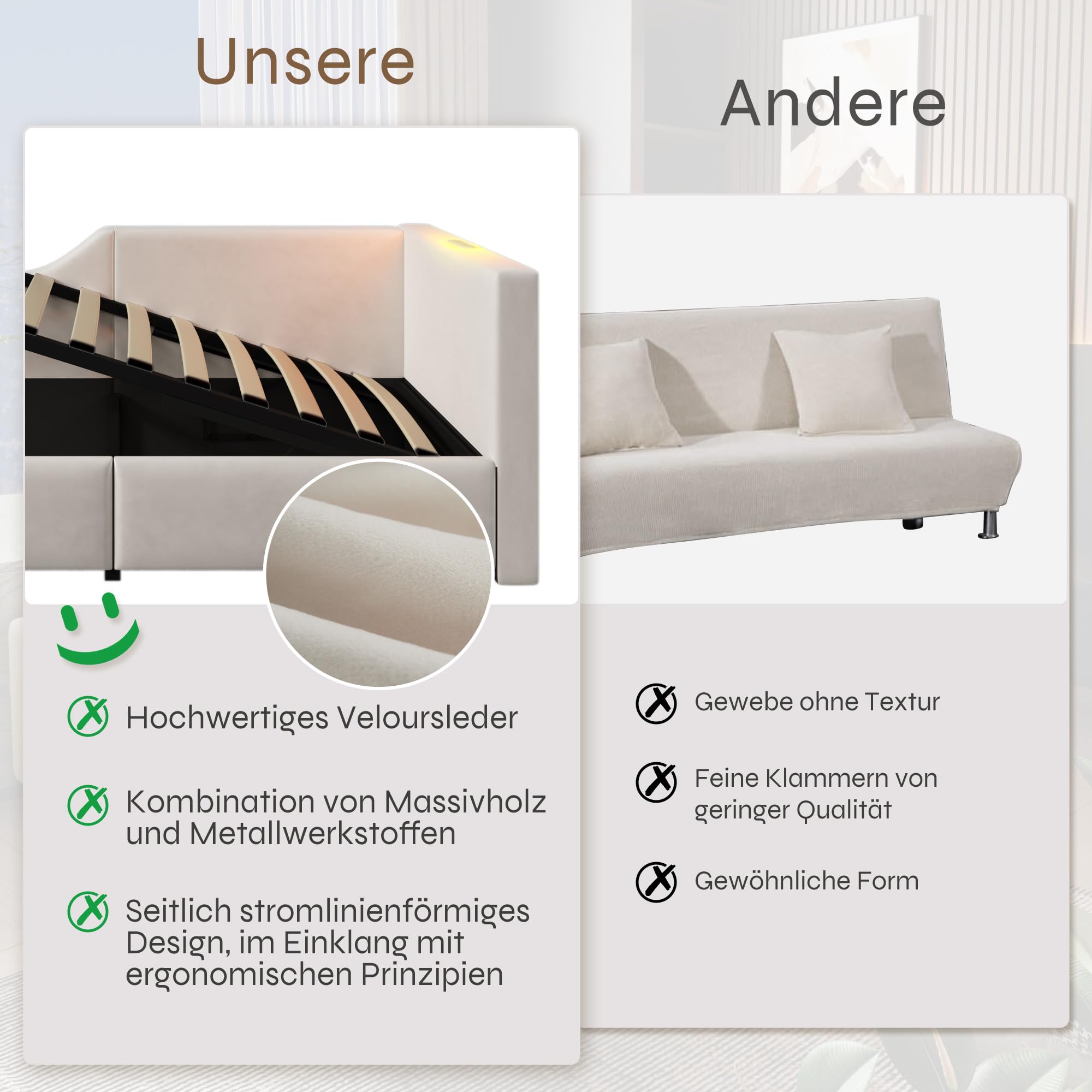 Sofá Cama de diseño clásico y Almacenamiento Inteligente - para hogares Modernos y familias