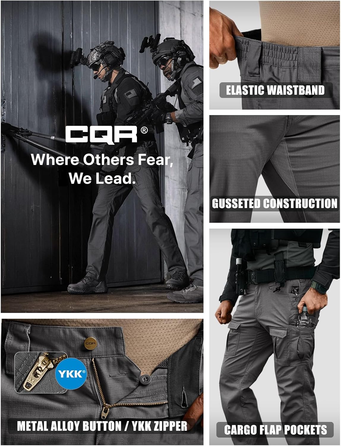 CQR Men's Flex Ripstop Tactical Pants, Water Resistant Stretch Cargo Pants, Lightweight EDC Hiking Work Pants - Image 9