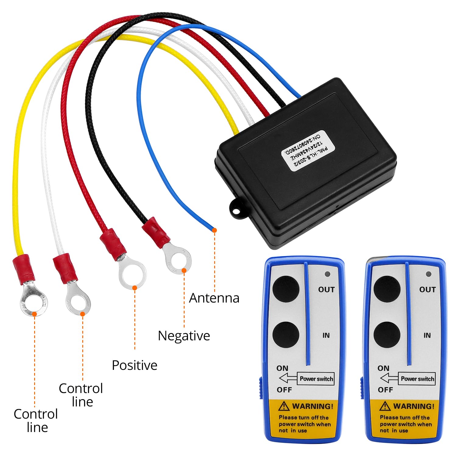QWORK® Telecomando per verricello, radiocomando verricello elettrico, portata 30-70 m, 12V, batterie non incluse
