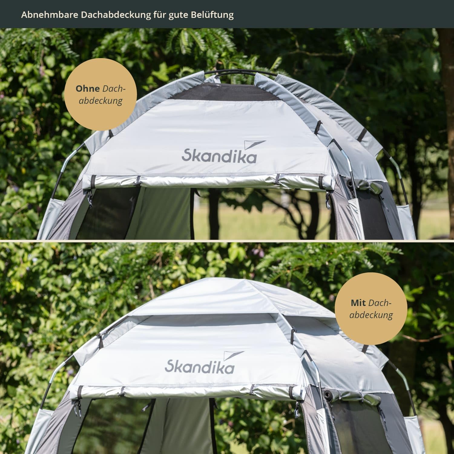 Skandika Camping Duschzelt | großes Umkleidezelt mit 230 cm Stehhöhe, silberbeschichtet, Blickdicht, separater Boden, 3 abdeckbare Fenster, Handtuchhalterung, Duschbefestigung | Toilettenzelt