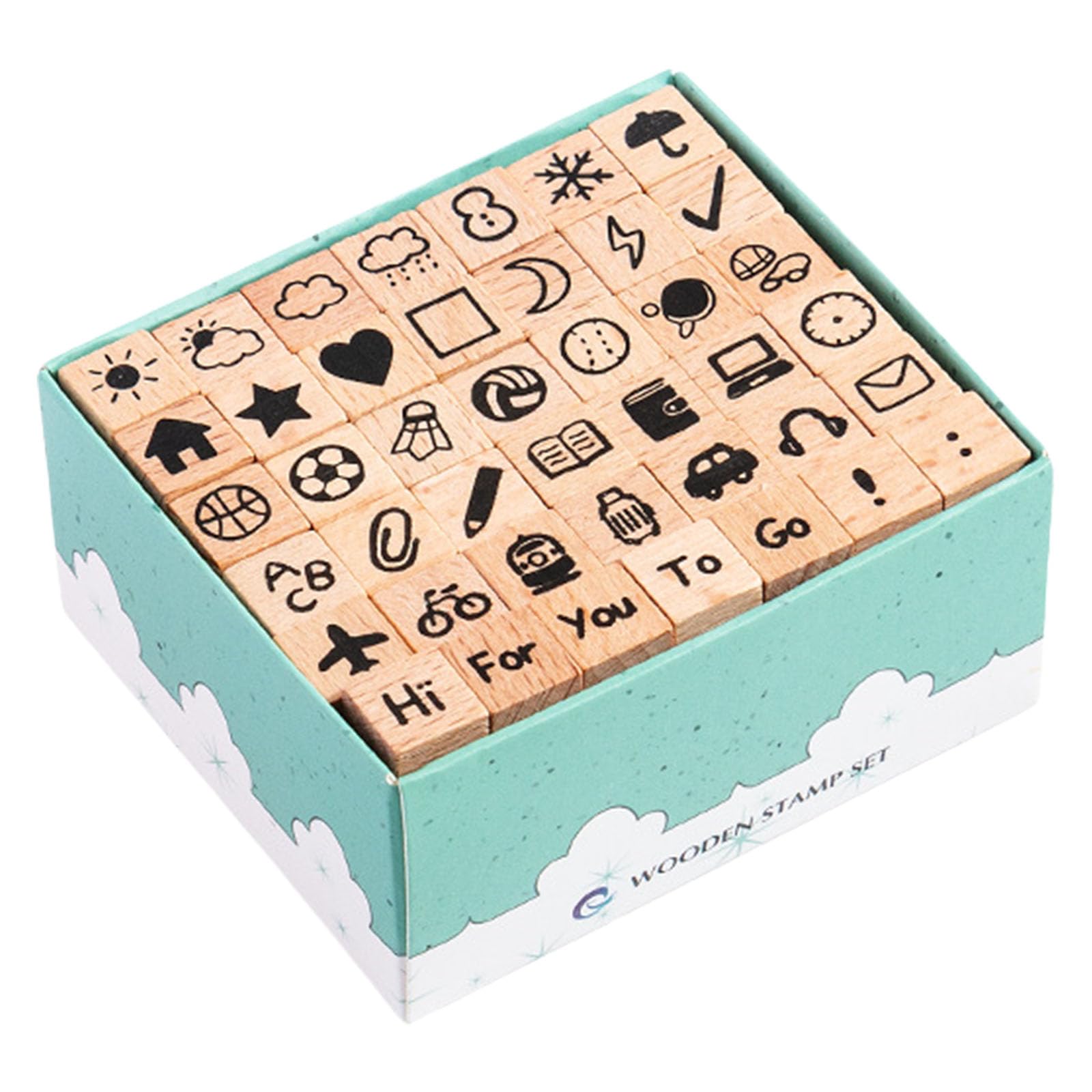 Tsophreniq 42Pcs Wood Craft Stamp Letter Number Wood Scrapbooking Decorative for Scrapbooking Journal Planner Notebook Craft