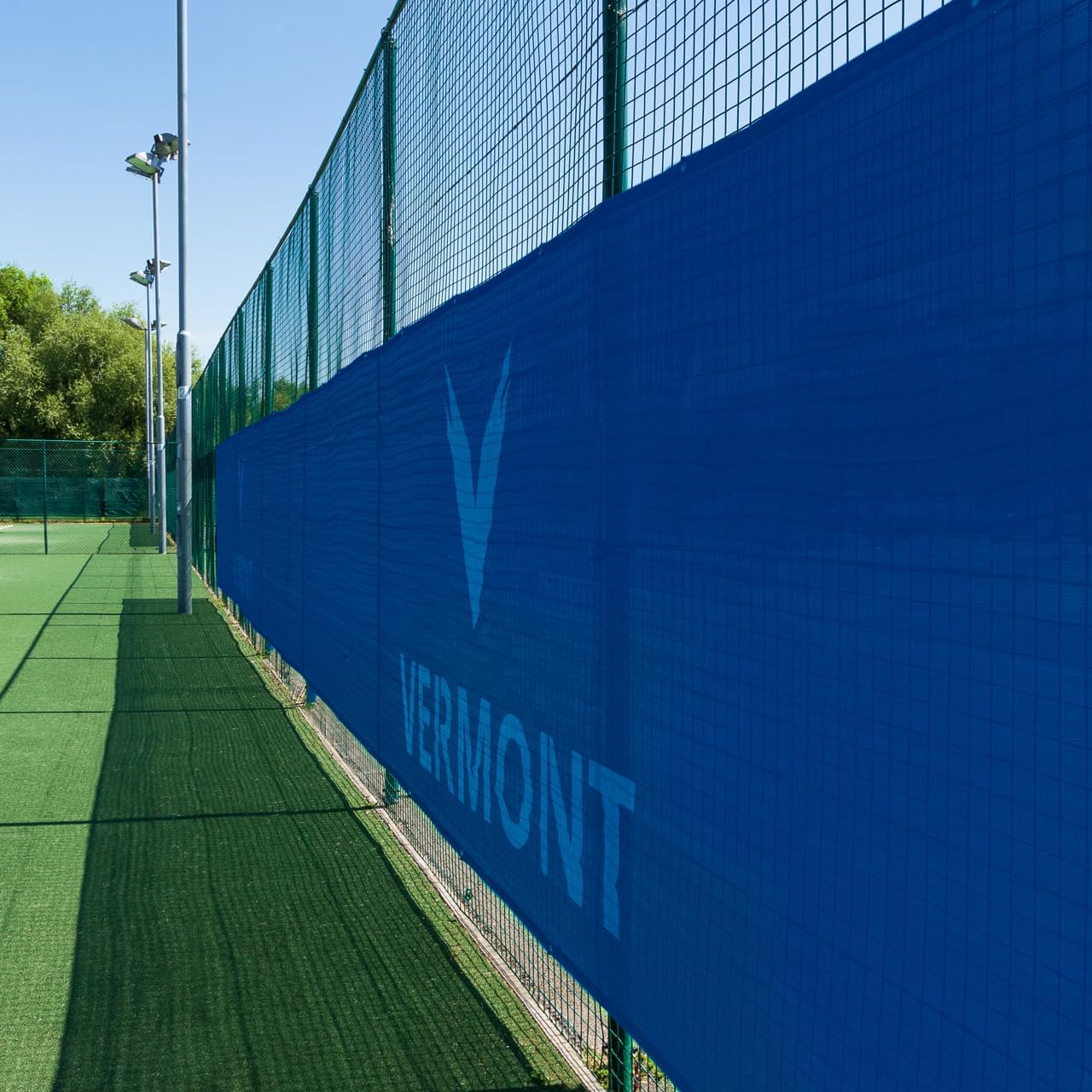 Vermont Tennis Court Privacy Screen – 90% Shade | 6’ x 60 or 6’ x 40’ Tennis Court Wind Screen Shade Cover – Green, Navy or Black [Optional Logo]