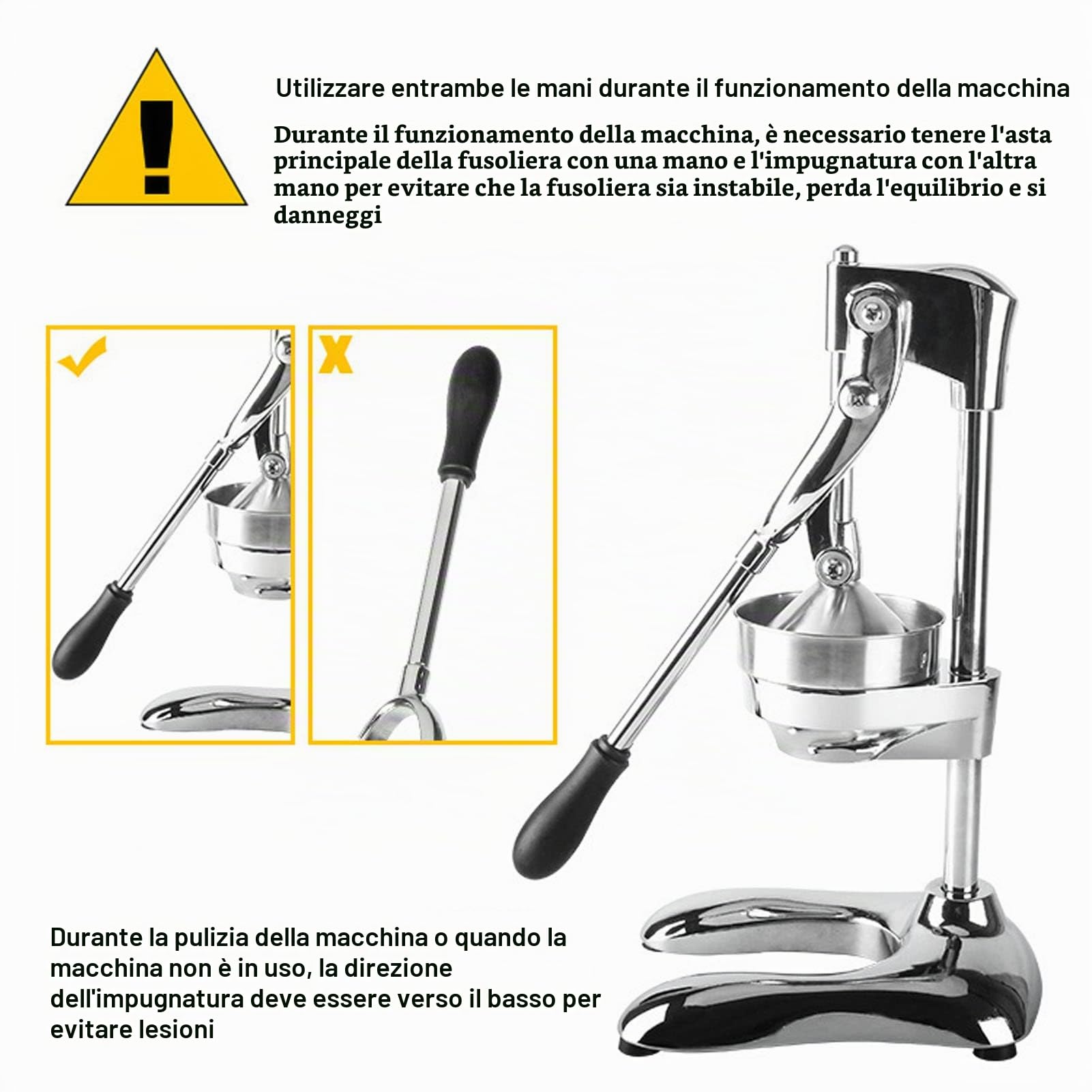 Oumefar Spremiagrumi Professionale per Bar, Spremiagrumi Manuale in Acciaio Inossidabile, Supporto Lime Integrato, 2890g, Attrezzatura Professionale