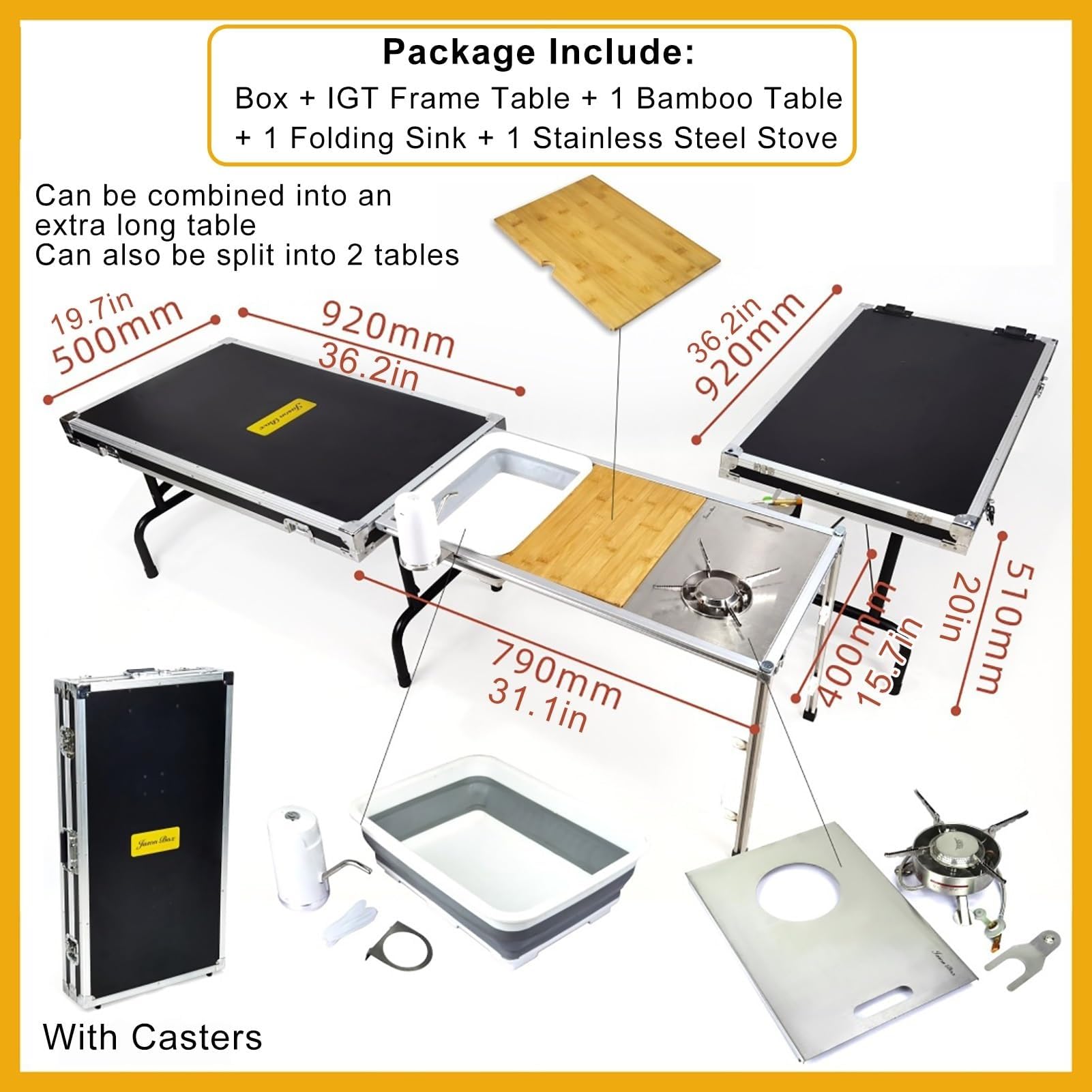 Campingküche Faltbar Mit Spüle und Herd, Camping Box, Camping Tisch, Camping Möbel, Camping Set, Outdoor Küche für 6-10 Personen