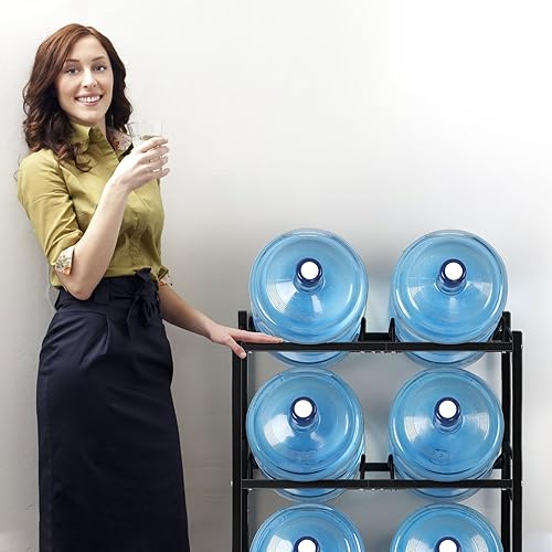 Miniatura 6 de Soporte para botellas de agua de 5 galones, estante para jarra de agua de 3 niveles, estante enfriador de agua para botella de agua de 5 galones,